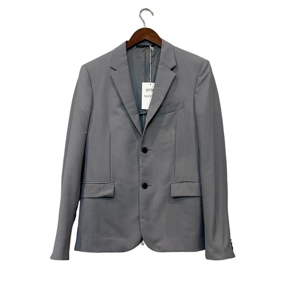 Valentino Men's Mohair Wool Sports Coat Blazer Gray Size 36 Single Breasted‎